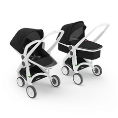 Carucior 2 In 1, Greentom, 100% Ecologic, White Black, Culoare: Negru