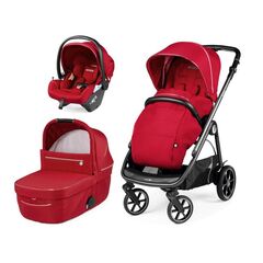 Carucior 3 in 1 Peg Perego Veloce, Lounge,  0 - 22 kg, Red Shine, Rosu, Culoare: Rosu