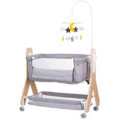 Patut Co-Sleeper Chipolino Heart 2 Heart glacier, Culoare: Gri deschis, Dimensiuni: 90x50