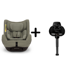 Nuna - Set Scaun auto rotativ i-Size TODL next Pine, 40-105 cm + Baza isofix BASE next i-Size pentru TODL next, testat ADAC, Culoare: Verde, Grupa: 0-18kg (0 luni - 4 ani)