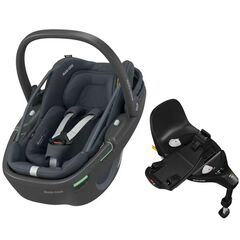 Scaun Auto I-Size Maxi-Cosi CORAL 360 + Baza Auto FAMILYFIX 360 PRO ESSENTIAL GRAPHITE, Culoare: Gri/Negru, Grupa: 0-13kg (0 luni - 12 luni)