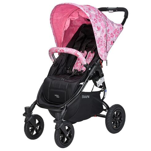 Carucior sport cu roti gonflabile SNAP 4 CZ Edition White and Pink Flowers - Valco Baby