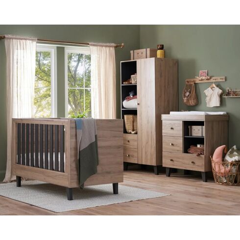 Patut evolutiv 3 in 1 Como Oak & Slate Grey Tutti Bambini, Culoare: Crem, Dimensiuni: 140x70