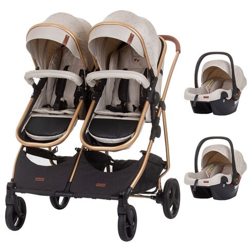 Carucior gemeni Chipolino Duo Smart 3 in 1 sand, Culoare: Crem