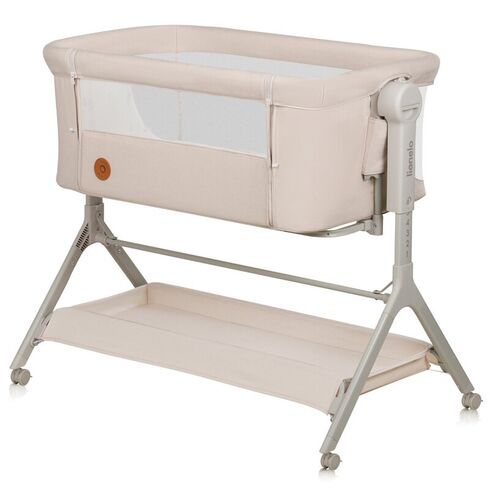 Patut co-sleeper, Lionelo, Leonie Plus, Pliabil, Cu sistem de leganare, Bej, Culoare: Bej, Dimensiuni: 80x50