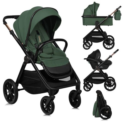 Carucior 3 in 1, Lionelo, Layla, Pana la 22 kg, Verde, Culoare: Verde, Model: 3 in 1